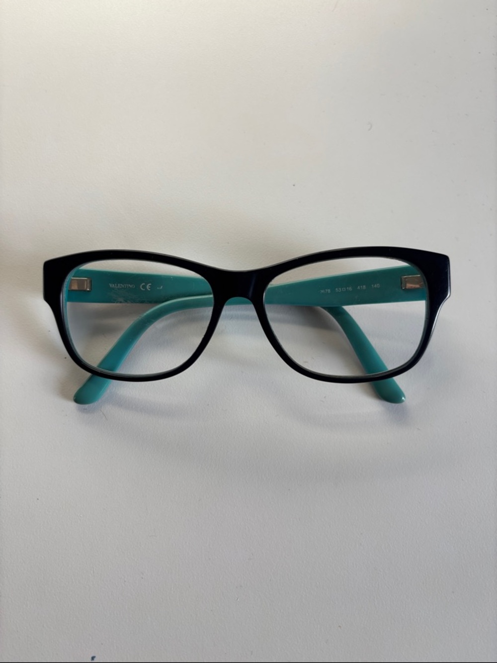 Valentino‎ Black Frame with Teal Temples Women's Glasses